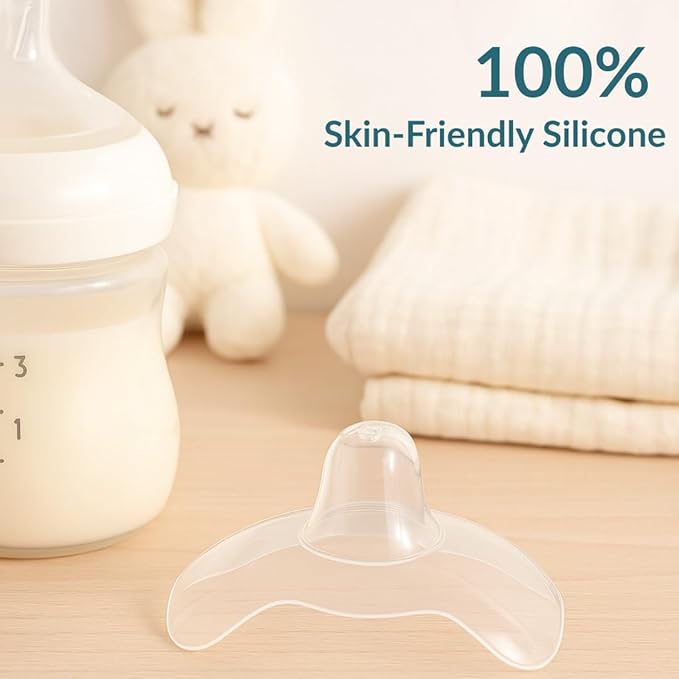 Snugell Wing-Shaped Nipple Shields| Ultra-Thin Silicone Shields for Nursing | 2-Pack with Protective Case | Designed for Use with Flat or Inverted Nipples (Small)