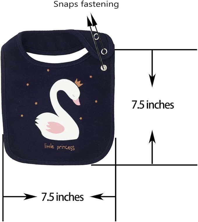 Maiwa 6 Pack Waterproof Cotton Baby Bibs for Girls Boys for Drooling Eating with Snaps