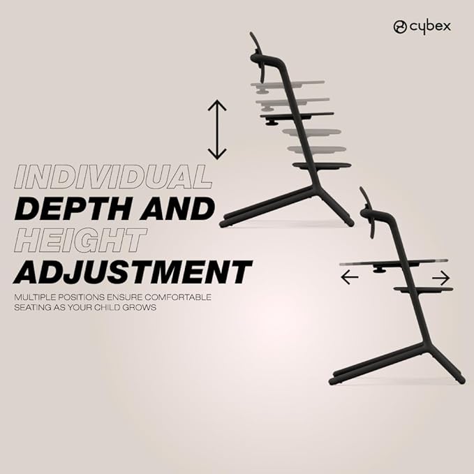 Cybex LEMO High Chair 3-in-1 Set with Baby Set + Snack Tray - Modern Design, One-Hand Depth & Height Adjustment & Anti-Tip Wheels - from 6 Months, Convertible to Adult Chair, Stunning Black