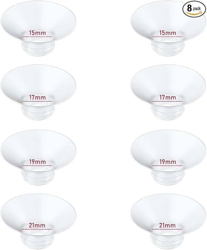 Flange Insert 15/17/19/21mm 8pcs Compatible with Momcozy M5/M9/M6/S12 Pro/V1 Pro/V2 Pro,for Spectra/Medela/MomMed/eufy/Lansinoh/Elvie Breast Pump, Fit for 24mm Flange/Shield of Most Pumps