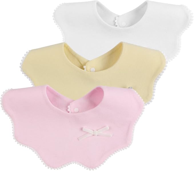 Bamery Baby Bandana Bibs White Cotton Drool Bibs for Drooling and Teething Absorbent for Boy Girl