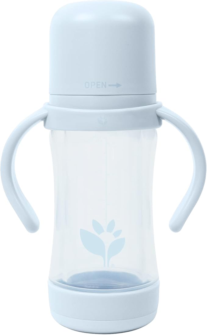 green sprouts® Glass & Sprout Ware® Sip & Straw 5oz., 6mo+, Plant-Plastic, Platinum-Cured Silicone, Dishwasher Safe, Grows with Baby, Tested for Hormones, 5oz, Light Blueberry