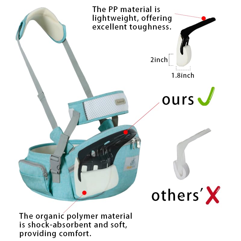 Baby Hip Seat Carrier Baby Waist Stool for Child Infant Toddler with Adjustable Strap Buckle Pocket Soft Inner Huge Storage (Green)