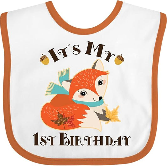 inktastic 1st Birthday Woodland Fox Baby Bib