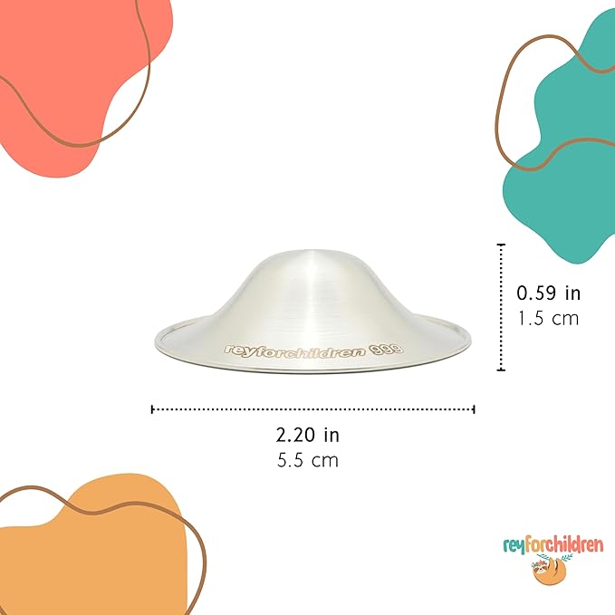 RFC Silver Nursing Cups - 999 Silver Nursing Pad - Nipple Shield Kit for Nursing Newborn - Breastfeeding Essentials - Nipple Cover Breastfeeding - with Silicone Ring & Cleaning Scotch & Case (XL)