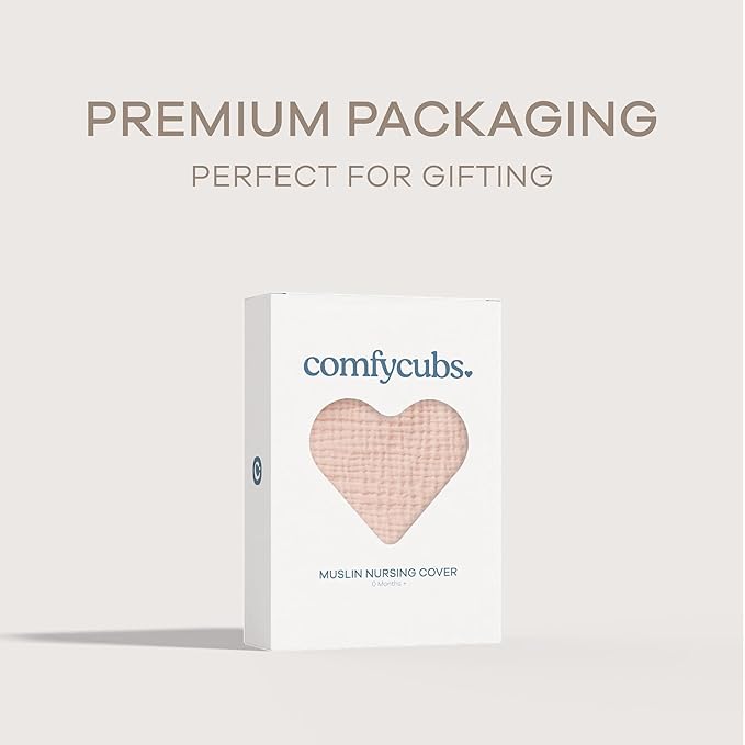 Comfy Cubs Muslin Nursing Cover, Pack of 1, 100% Muslin Breastfeeding Cover - Soft & Breathable Baby Nursing Scarf with Adjustable Neck Strap - Portable, Lightweight & Privacy Coverage - Blush