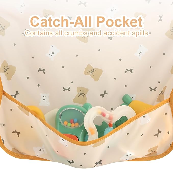 Accmor 5 Pack Long Sleeve Bibs, Baby Smock Waterproof Sleeved Bib Smock for Baby Toddler 6-36 Months