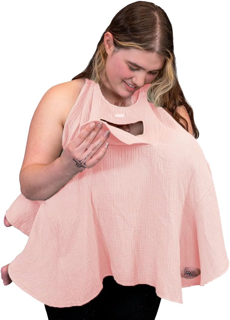 Muslin Nursing Cover for Baby Breastfeeding –Peekaboo Window -100% Breathable Cotton Privacy Nursing Shawl - Multiuse Apron for Moms