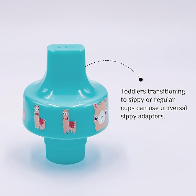 Refresh-a-Baby Reusable Bottle Top Spout Adapter – Reusable, Easily Convert Any Bottle into a Spill-Proof Sippy – Perfect for Travel & Everyday Use, BPA-Free, Dishwasher Safe - Pack of 2 (Llama)