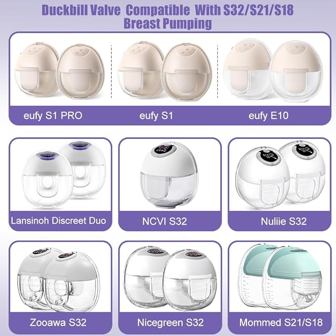 8pcs Duckbill Valves Compatible with Lansinoh Discreet Duo,eufy E10 S1 S1 Pro, NCVI Nuliie NICEGREEN Life S32 Mommed S21 S18 Breast Pump Replacement Pump Parts, S32 Breast Pump Accessories