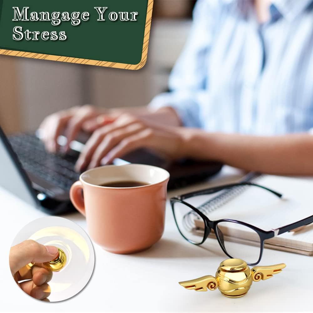 Golden Fidget Spinner Metal Toy for Kids Adults, Desk Toys Hand Finger Spinner Decoration, EDC Stress Relief Toy for Boys Age 3-12 Years Old Stocking Suffer for Boys Girls