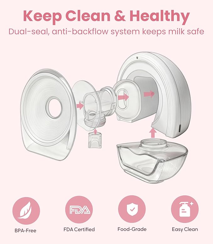 Wearable Breastfeeding Pump, Hands-Free Breast Pump – Electric Portable Breast Pump with 4 Modes & 9 Levels, 5oz Capacity, 1300mAh Battery, Clear LCD Display, Quiet <50dB, Easy to Clean, 2 Pack