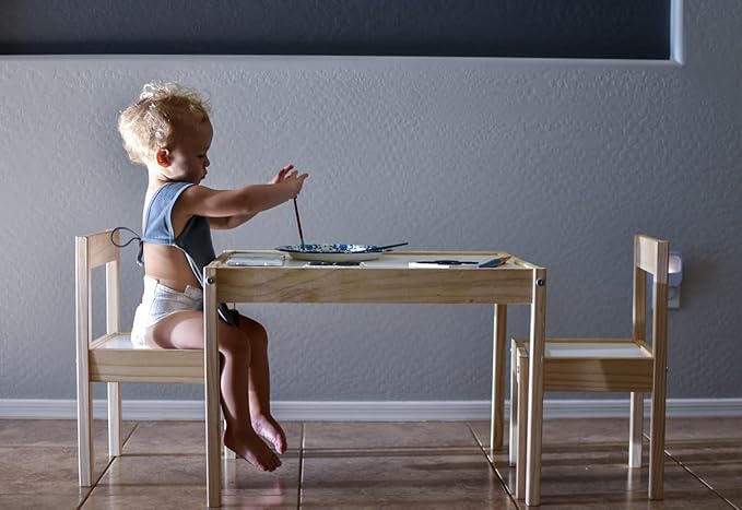 BapronBaby Minimalist Slate Bapron - No Neck Tie Safer Bib for Baby & Toddler - Soft Waterproof Stain Resistant - Machine Washable - Sz Baby/Toddler 6m-3T