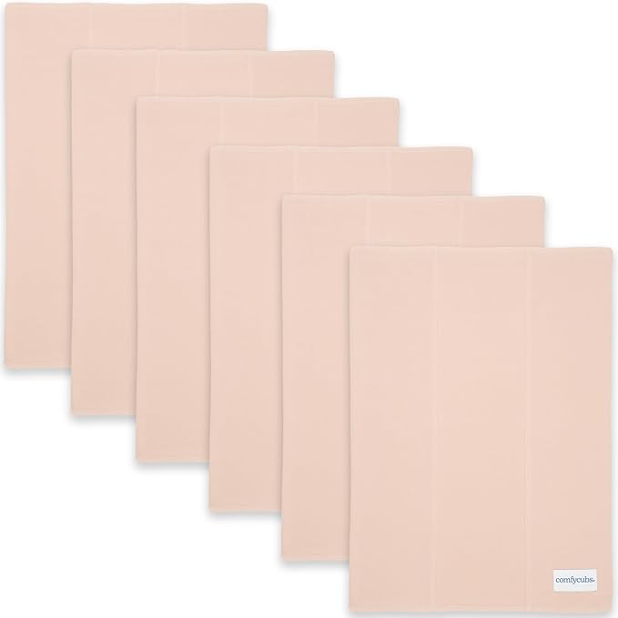 Comfy Cubs Baby Burp Cloths Set (Pack of 6) - Large, 6-Layer, Ultra Absorbent 100% Cotton for Infant Spit-Up, Drool, and Messes - Soft, Gentle, Thoughtful New Born Baby Gifts, Blush