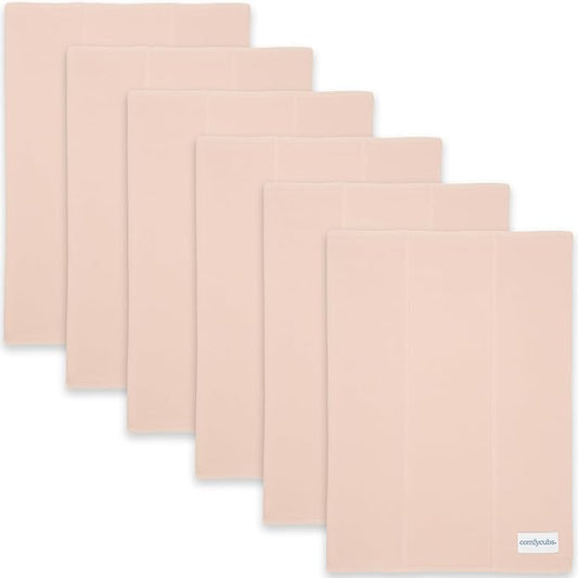 Comfy Cubs Baby Burp Cloths Set (Pack of 6) - Large, 6-Layer, Ultra Absorbent 100% Cotton for Infant Spit-Up, Drool, and Messes - Soft, Gentle, Thoughtful New Born Baby Gifts, Blush