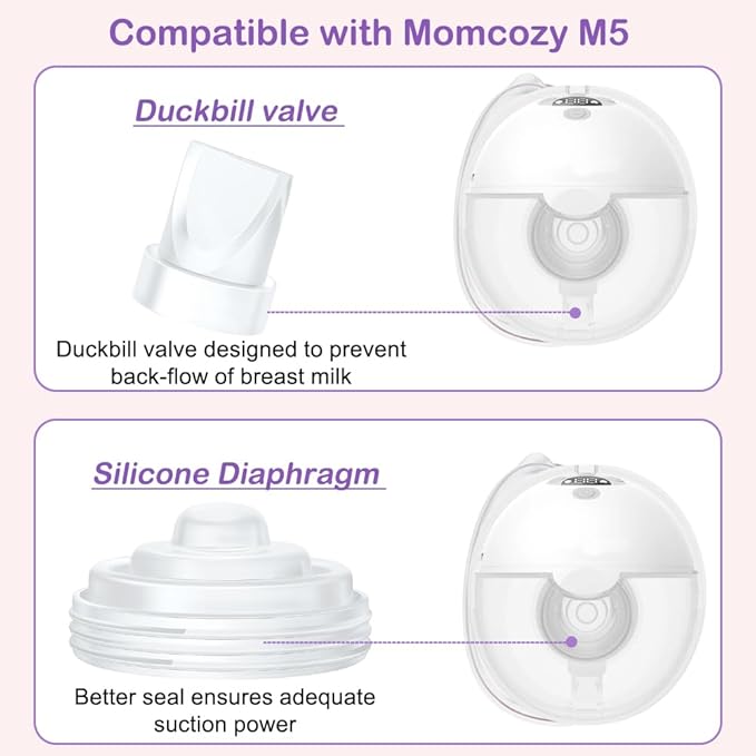 8Pcs Duckbill Valves and 4Pcs Diaphragm Compatible with Momcozy M5 Breast Pump, Replacement Accessories for M5 Pump, Mom Cozy Valve Diaphram Replacement Accessories