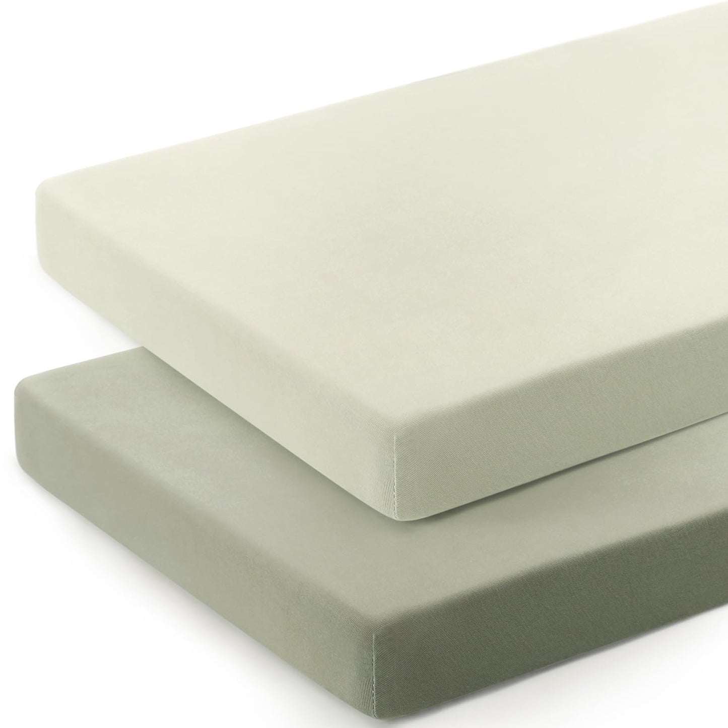 GRSSDER Mini Crib Sheets Fitted, Pack and Play Sheets 2 Pack, Ultra Soft Stretchy Pack N Play Sheets, Universal Fit for Playard Mattress, Jersey Crib Sheets for Boys and Girls, Sage Green