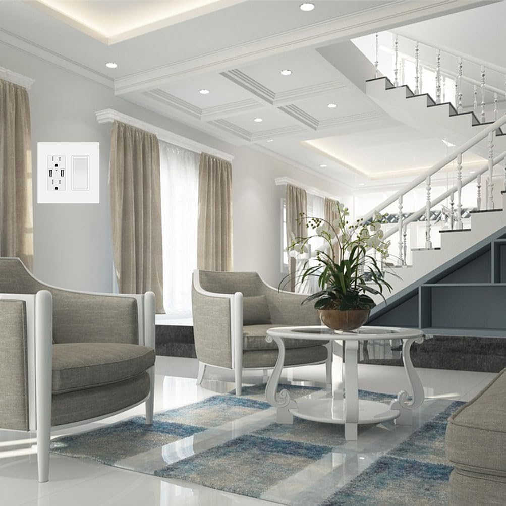 2-Gang Screwless Decora Wall Plate Cover Double Switch Outlet Electrical Faceplate for Light Switch, Smart Switch, Receptacle, Dimmers, USB Outlet, GFCI, Child Safe Cover Plate, White (10-Pack)