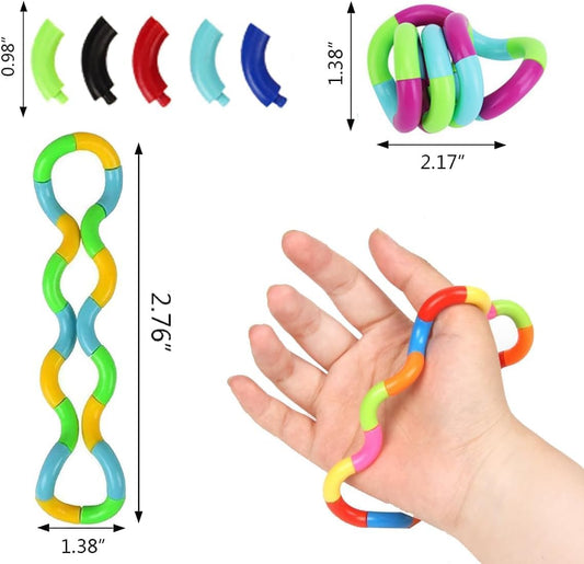 12PCS Random Multicolored Quiet Fidgets Toys for Unique Fidget Experience, Anti Anxiety Sensory Toys Combine into New Shapes,Brain Imagination Tools,Party Supplies