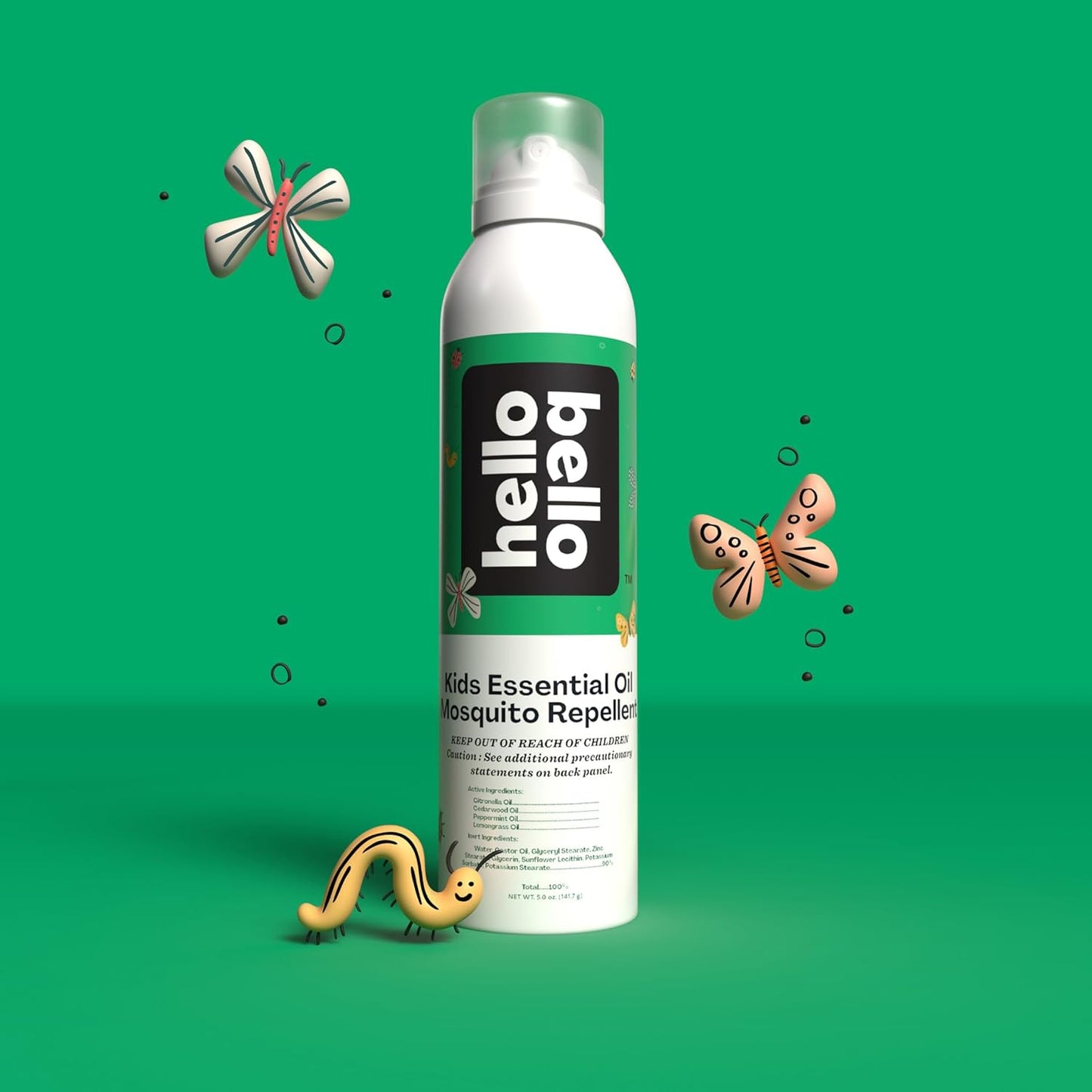 Hello Bello Mosquito Repellent Spray, with Natural Lemongrass, Cedarwood, Citronella, and Peppermint Oils, 5oz Can