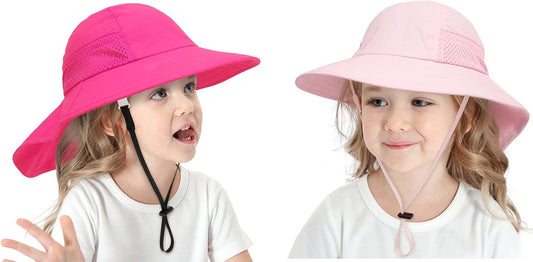 CHUNG Baby Sun Protection Hat Summer Toddler Adjustable UPF 50+ Wide Brim Neck Flap Beach Caps Boys Girls 1-12 Years Kids