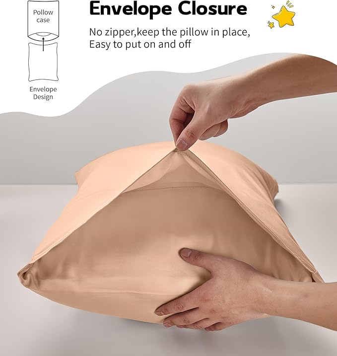 Deep Dream Toddler Pillowcases for 13x18 Pillow 2 Pack, 100% Cotton Travel Pillow Case Cover, 600 Thread Count Cotton Pillow Covers, Soft & Breathable Small Pillow Cases Envelope Closure, Champagne