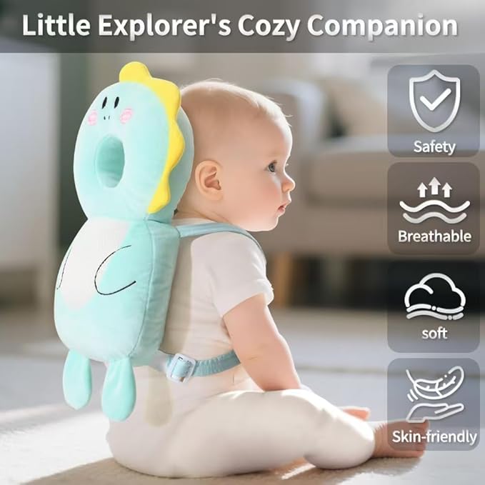 GINMOON Baby Head Protector Backpack,Lightweight and Breathable, Baby Walking Harness,Crawling Baby Essentials (Dinosaur)