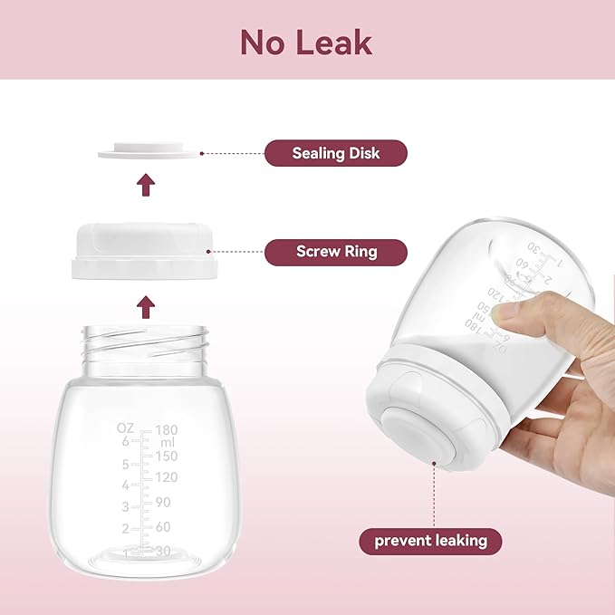 Milk Storage Bottle and Collection Bottle, Compatible with Spectra S1, S2, Motif Luna, Cimilre, Replace Spectra Bottles Wide-Mouth Bottles, 4 pc (6oz/180ml)