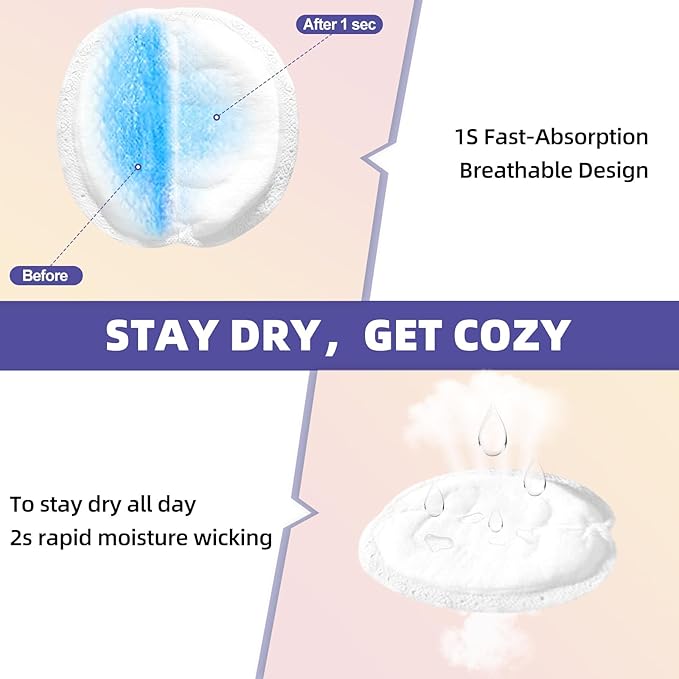 Disposable Nursing Pads, SEEDNUR Breast Pads for Leaking Milk 100 Count, 0.04cm Ultra-Thin, Ultra-Absorbent, No Shedding, Individually, Soft & Breathable Nipple Pads Breastfeeding Essentials for Moms