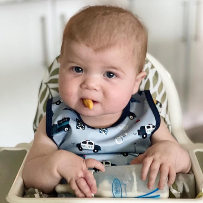 BapronBaby Be Brave - Police Patrol Bapron - No Neck Tie Safer Bib for Baby & Toddler - Soft Waterproof Stain Resistant - Machine Washable - Sz Baby/Toddler 6m-3T