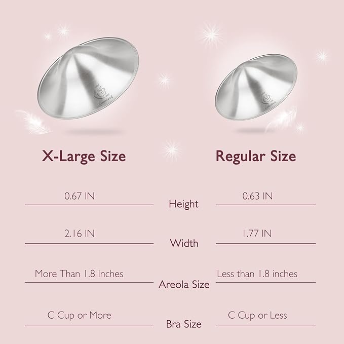 Boboduck The Original Silver Nursing Cups - 999 Silver Nipple Covers Breastfeeding - Protect and Soothe Sore Nipples - Breastfeeding Essentials Silver Nipple Guards with Soft Silicone Ring (Regular)