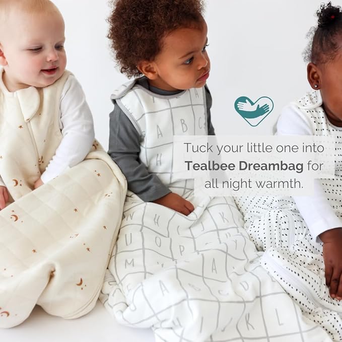Tealbee Grow with Baby Sleep Sack – Adjustable Fit 6–24 Months for Babies & Toddlers, Soft Rayon from Bamboo Sleep Bag, All Season 1.2 TOG Wearable Blanket with 2-Way Zipper – Alphabet