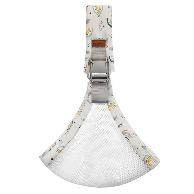 Baby Sling Carrier Newborn to Toddler Adjustable One-Shoulder Design with Safety Buckle, Soft & Lightweight Sling Baby Carrier 10-30 lbs(Mesh,Rainbow)