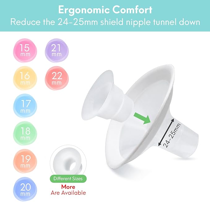 21mm Silicone Flange Inserts Compatible with Elvie Stride for Lansinoh for Medela for Spectra for eufy for Momcozy S9 S12 M5 M9 for Bellababy, Pump Parts Reduce 24-25mm elastic nipple to 21mm