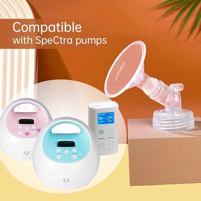 PumpMom 21mm Flange Pump Parts for Spectra S2 S1 9 Plus Breastpump, Flange Valve Tubing Backflow Protector, Not Original Spectra S2 Accessories (21mm)