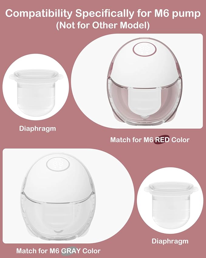 4PC M6 Breast Pump Replacement Accessories, Including 4pcs Silicone Diaphragms for Momcozy Mobile Style | M6, Replace for Momcozy Pump Parts, Not Original Parts, 4PC Transparent Diaphragms