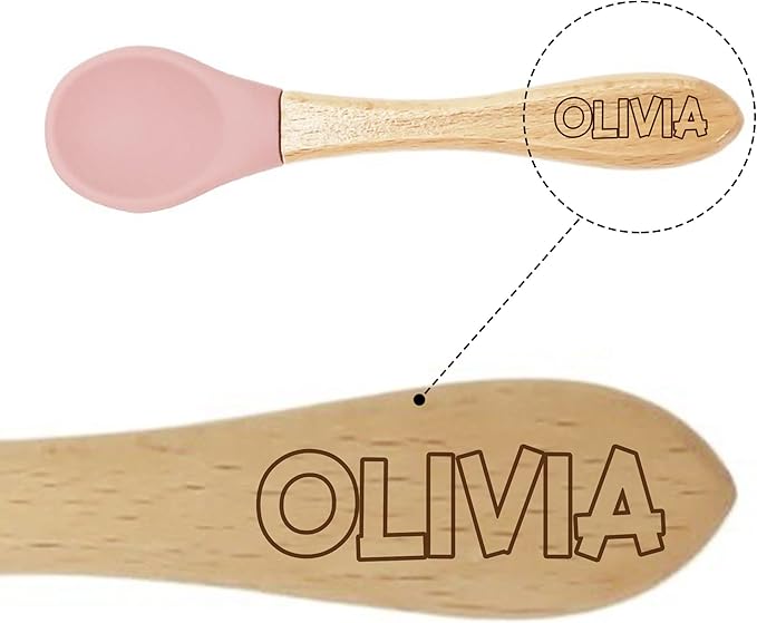 Personalized Silicone Bib and Spoon Set with Custom Name, Babies/Toddlers Durable Adjustable with Pocket for Baby Boy & Girl