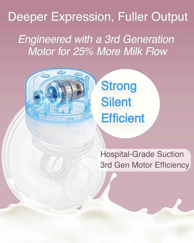 Wearable Breast Pump Hands Free｜Electric, Portable & Hands-Free, Super Quiet & Strong Suction, 2 Modes 9 Levels, Easy Clean, Auto Memory, All-Day Battery, 3 Flange Sizes (21mm/24mm/27mm)