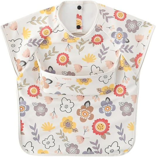 GZMM Waterproof Baby Bibs,Infant Toddler Extra Cover Feeding Bib With Food Catcher,Easy Clean & Washable