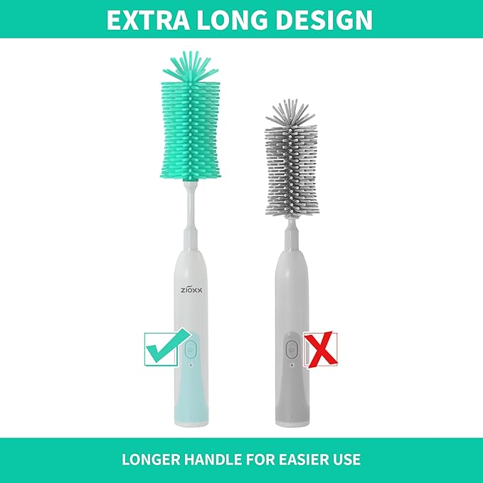 Electric Bottle Brush Cleaner, Portable Electric Baby Bottle Brush Cleaner for Travel, Rechargable Travel Bottle Cleaner Kit with Nipple & Straw Brush, Perfect Mom Essentials After Birth Gift, Green