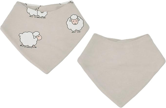 Woolino Merino Wool Baby Bibs - Highly Absorbent Bandana Bib with Cotton Outer Layer and Merino Wool Inner Layer - Pack of 2