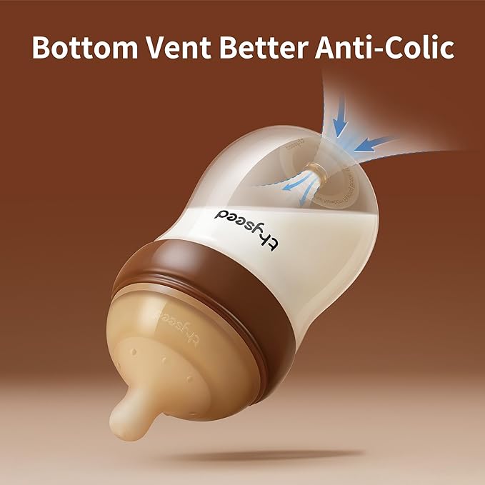 Natural Anti-Colic Baby Bottles That Mimic Breastfeeding Newborn Breast Like Nursing Bottle (0+ Months), 8 Ounce,1 Pack