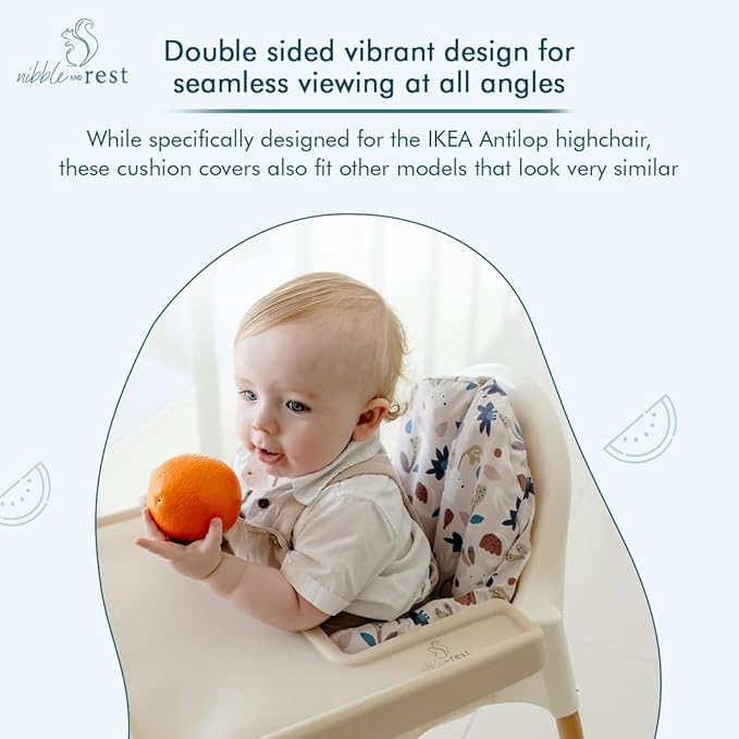Nibble and Rest Highchair Cushion Cover for Inflatable Cushion, Compatible for IKEA Antilop Highchair,Accessories Stain-Proof and Wipeable Cover (Cushion NOT Included)(taupebunnybliss)