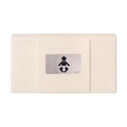 Foundations Ultra Horizontal Wall Mounted Baby Diaper Changing Station, Oversized Changing Surface, Plastic w/Heavy Duty Stainless Steel Hinge - Cream (200-EH-08)