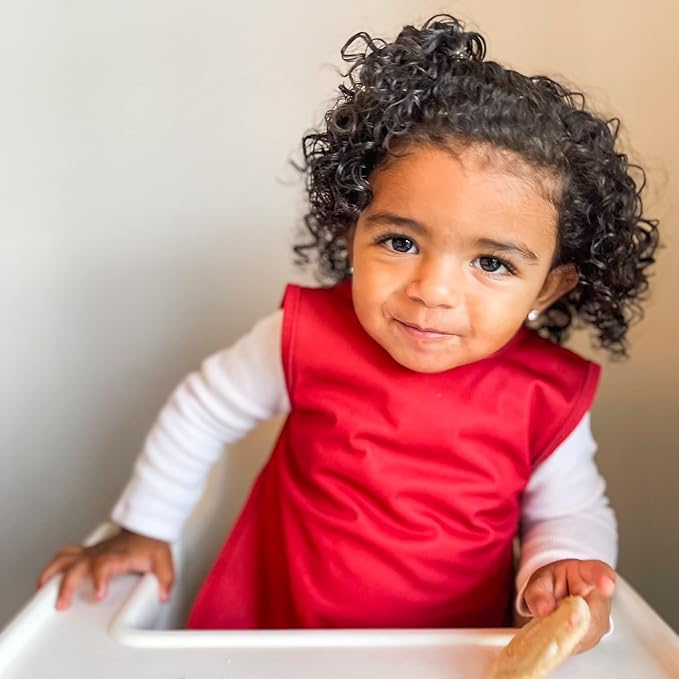 BapronBaby Minimalist Cranberry Bapron - No Neck Tie Safer Bib for Baby & Toddler - Soft Waterproof Stain Resistant - Machine Washable - Sz Baby/Toddler 6m-3T