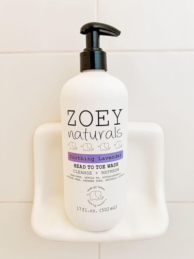 Zoey Naturals - Soothing Lavender Wash & Shampoo - Toddlers & Kids - With Tear-free, Paraben-Free, All Natural Ingredients for Sensitive Skin- 17 Oz