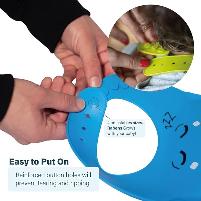 MY FIRST EMOTIONS Set of 4 Silicone Bibs for Babies and Toddler BPA Free Waterproof Adjustable Feeding Bib with Large Pocket Food Catcher Easier Mealtime