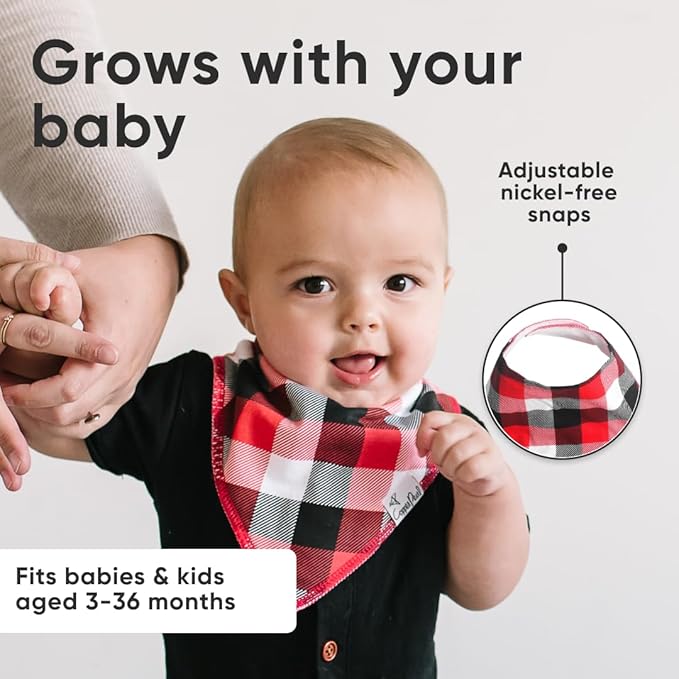 Copper Pearl 4 Pack Soft Cotton Baby Bibs for Drooling and Teething, Absorbent Drool Bibs for Baby Girl and Boy, Adjustable to Fit Newborns to Toddlers, Tons of Styles (Lumberjack)