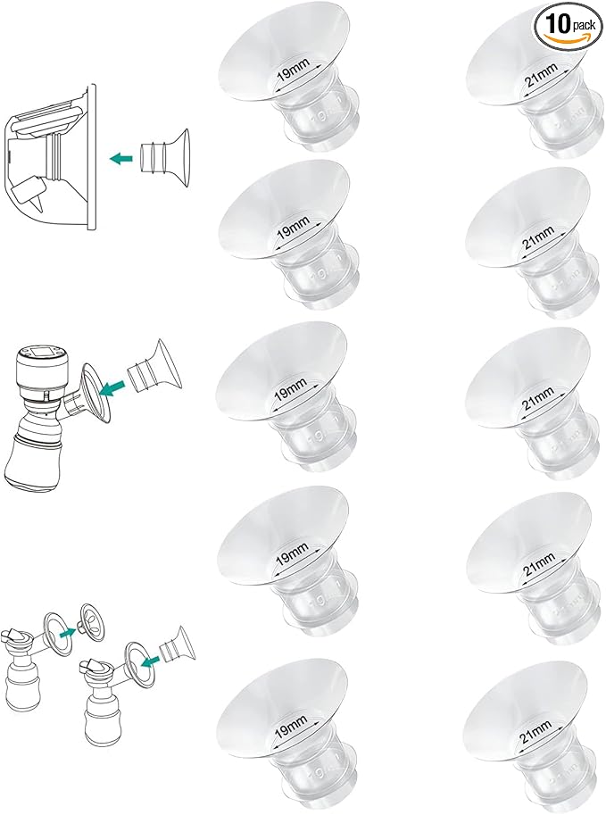 Flange Inserts 10PCS 19/21mm*5,24mm Breast Pump Shields/Flanges Compatible with Momcozy S9/S9pro/S10/S12/S12pro/Spectra/Medela/TSRETE, Reduce 24mm Tunnel Down to Correct Size