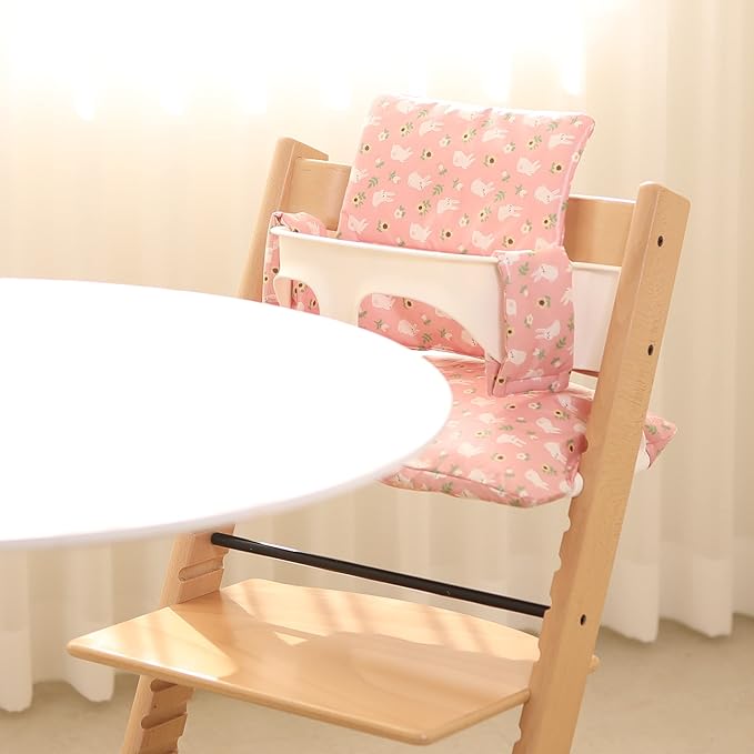 Waterproof & Compatible Stokke Tripp Trapp Cushion Set - Easy to Clean Stokke Tripp Trapp Newborn Set - 100% Cotton Stokke High Chair Cushion Set (Pink Bunny / 49.5 Counts)